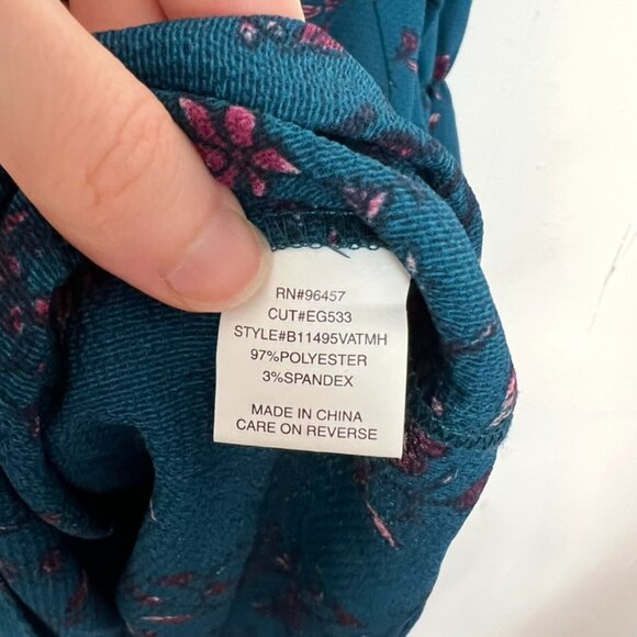 Charming Charlie Midi Dress Teal Blue Purple Floral Frill Long Sleeve 3X - Picture 3 of 4